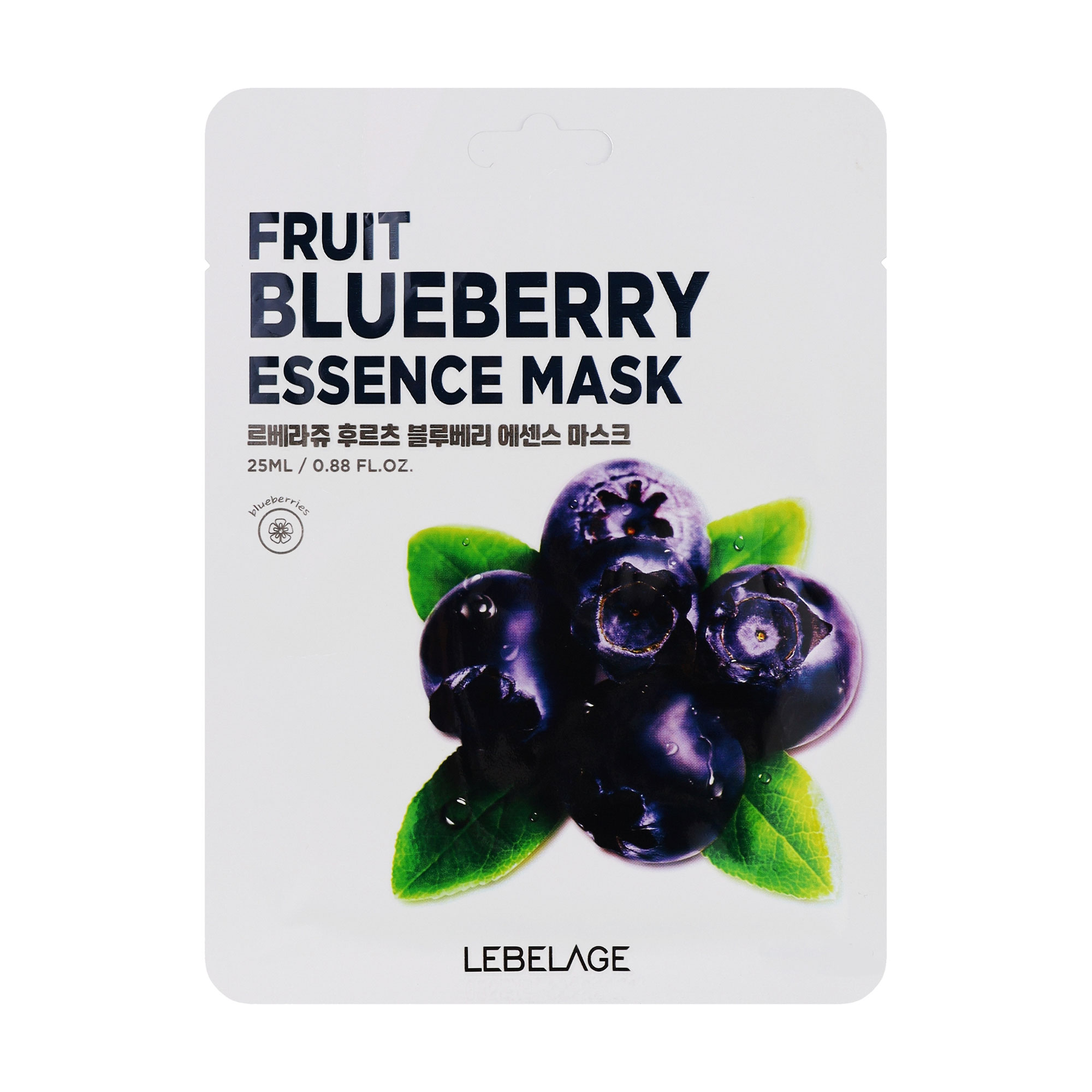 Тканинна маска для обличчя Lebelage Fruit Blueberry Essence Mask з екстрактом чорниці, 25 мл